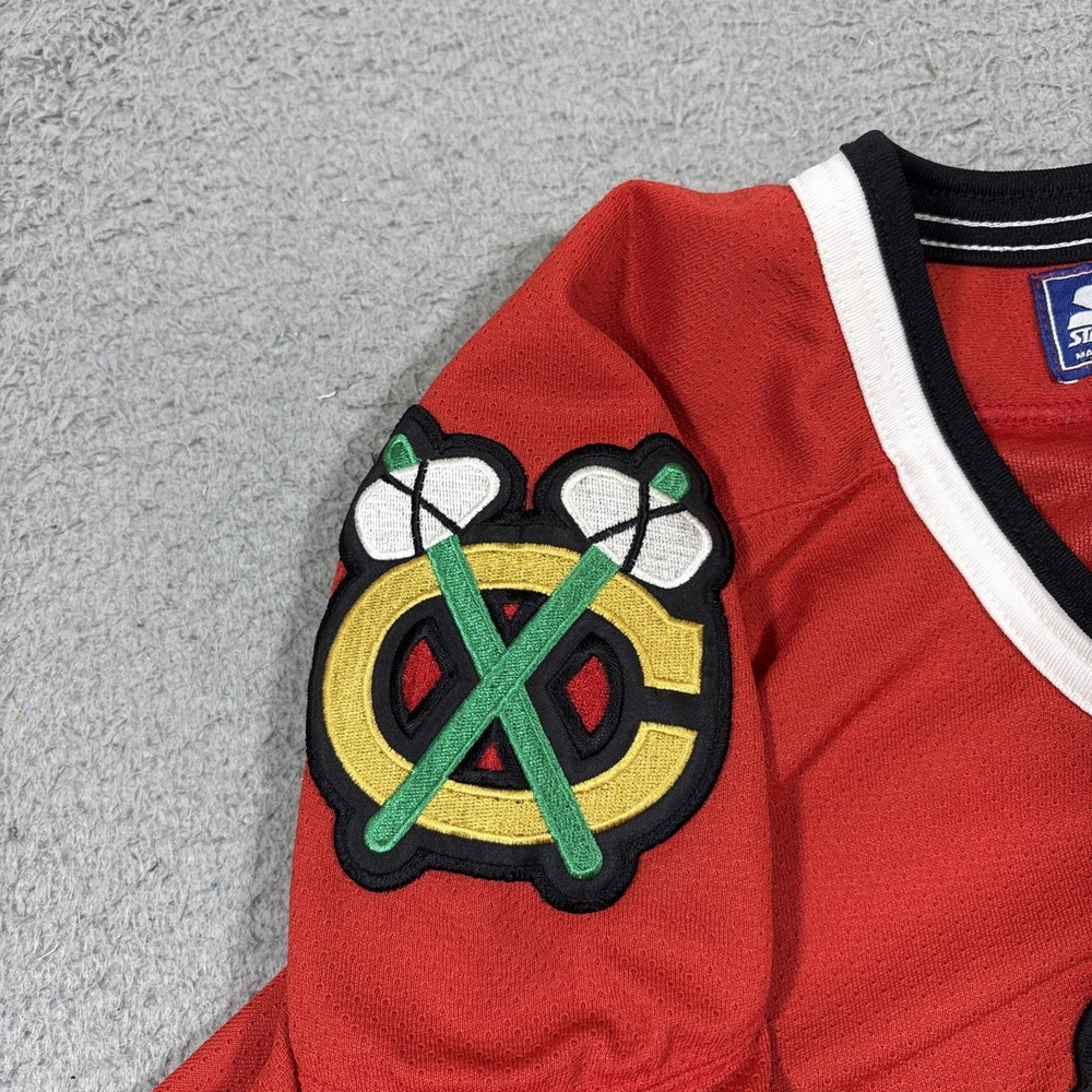 Vintage Chicago Blackhawks Hockey Jersey Mens Sz L Red NHL Western Starter 90s - Picture 5 of 10